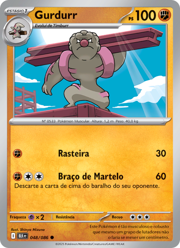 Gurdurr 048 — Raio Preto (Portuguese Pokémon TCG card)