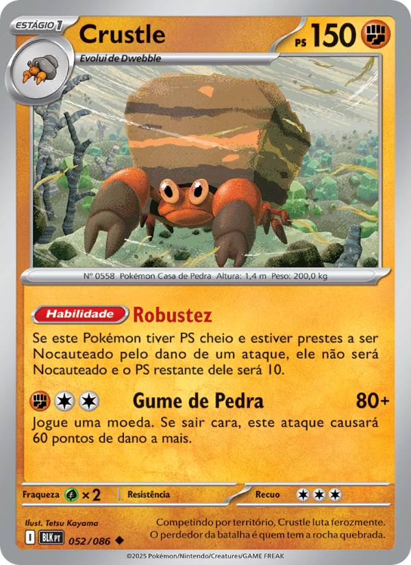 Crustle 052 — Raio Preto (Portuguese Pokémon TCG card)