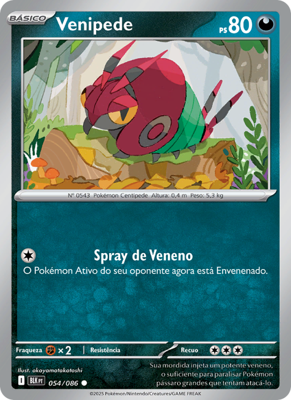 Venipede 054 — Raio Preto (Portuguese Pokémon TCG card)