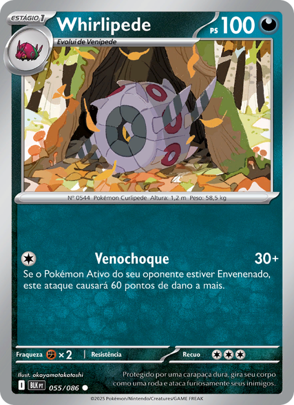 Whirlipede 055 — Raio Preto (Portuguese Pokémon TCG card)