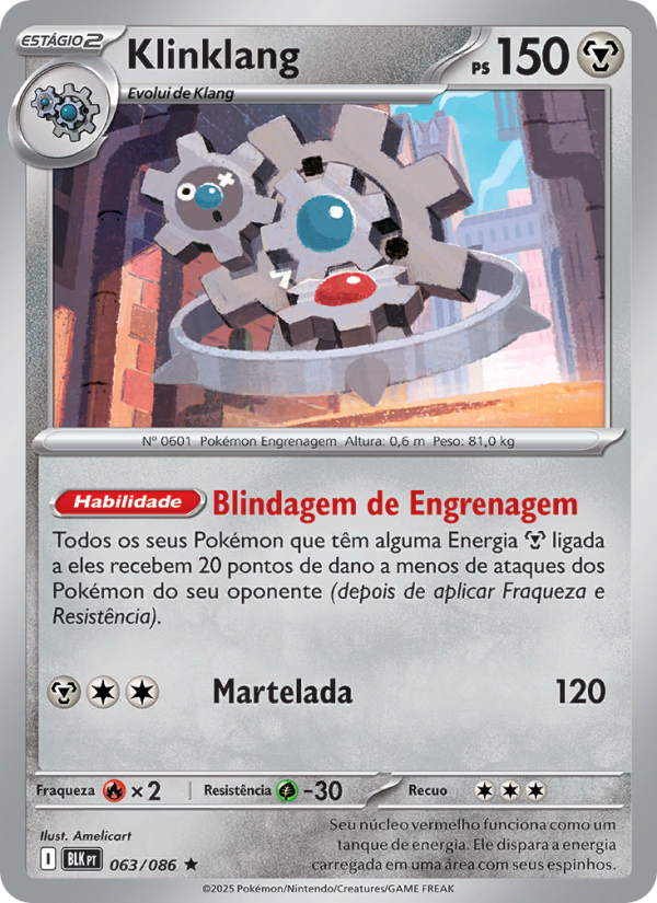 Klinklang 063 — Raio Preto (Portuguese Pokémon TCG card)