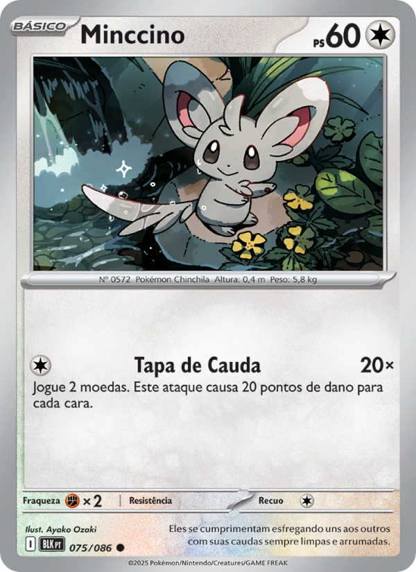 Minccino 075 — Raio Preto (Portuguese Pokémon TCG card)