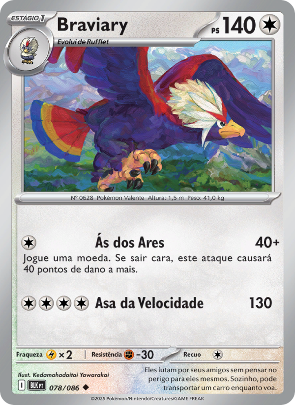 Braviary 078 — Raio Preto (Portuguese Pokémon TCG card)