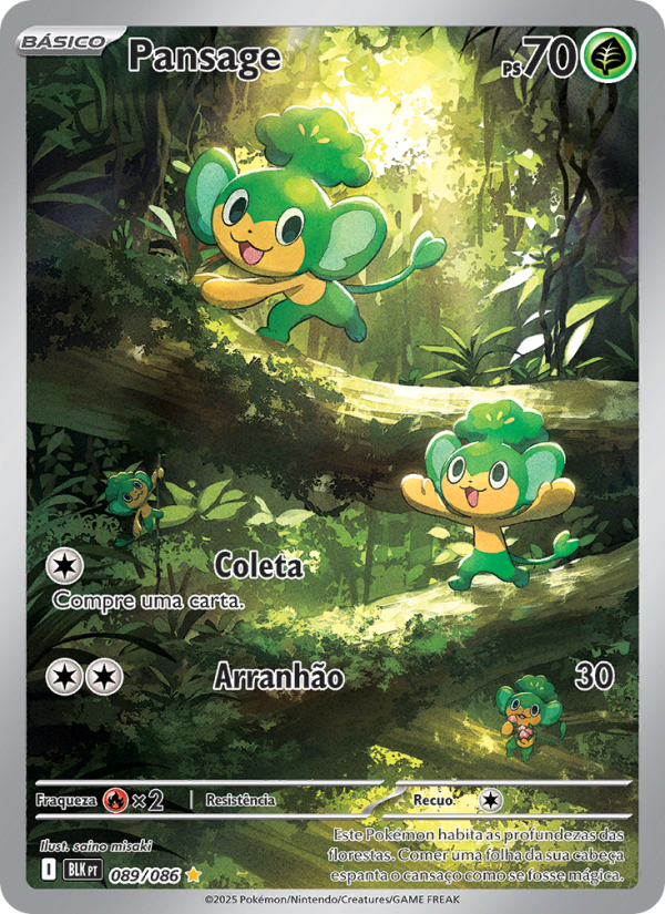 Pansage 089 — Raio Preto (Portuguese Pokémon TCG card)