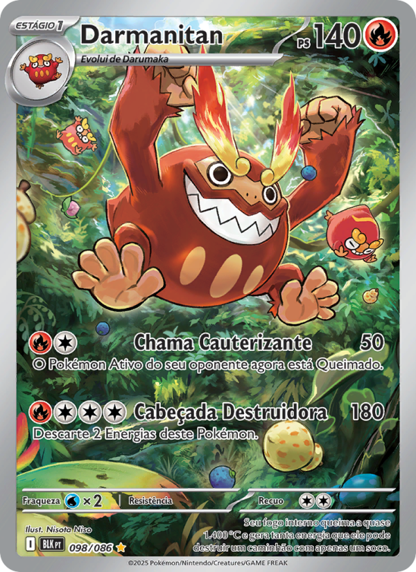 Darmanitan 098 — Schwarze Blitze (Portuguese Pokémon TCG card)