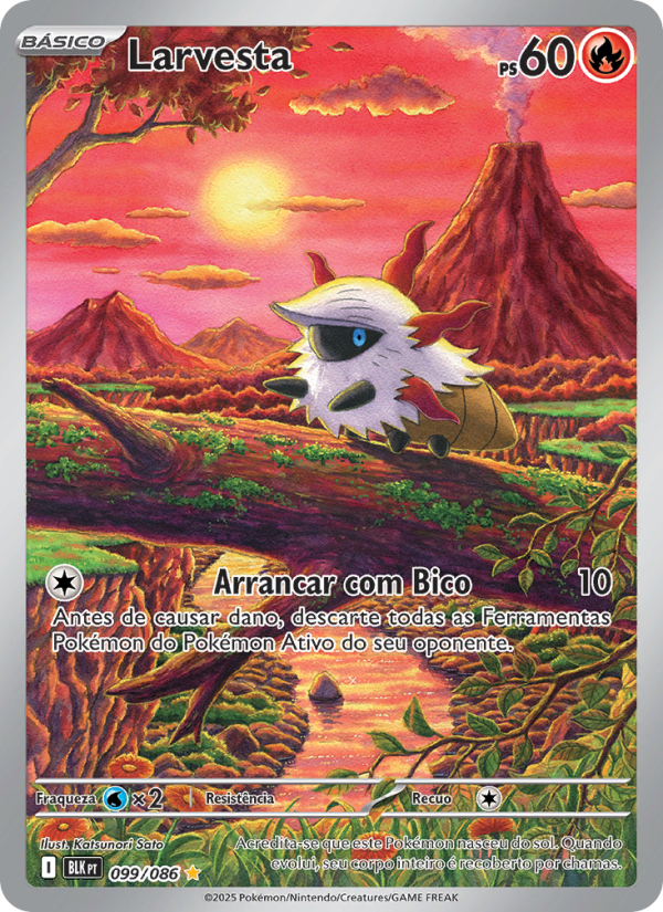 Larvesta 099 — Schwarze Blitze (Portuguese Pokémon TCG card)