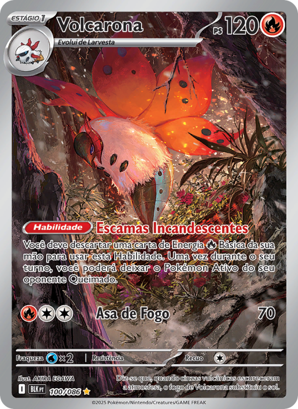 Volcarona 100 — Raio Preto (Portuguese Pokémon TCG card)