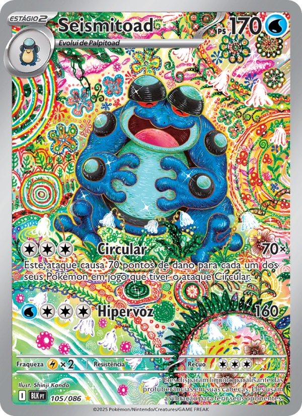 Seismitoad 105 — Schwarze Blitze (Portuguese Pokémon TCG card)