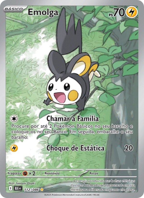 Emolga 112 — Raio Preto (Portuguese Pokémon TCG card)