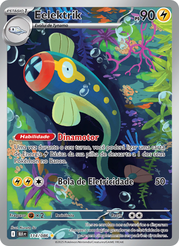 Eelektrik 114 — Raio Preto (Portuguese Pokémon TCG card)