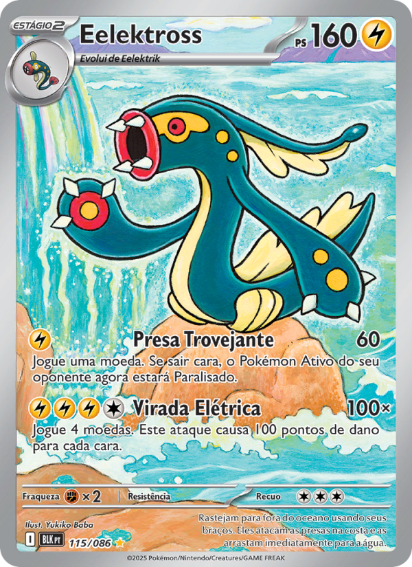 Eelektross 115 — Raio Preto (Portuguese Pokémon TCG card)