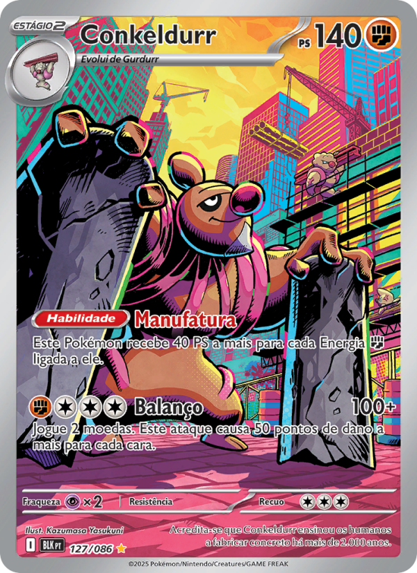 Conkeldurr 127 — Raio Preto (Portuguese Pokémon TCG card)