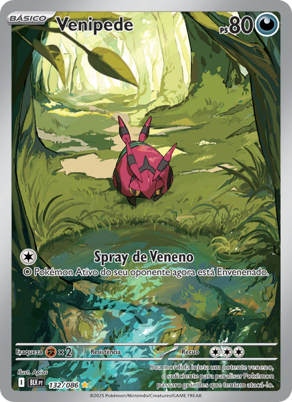 Venipede 132 — Raio Preto (Portuguese Pokémon TCG card)