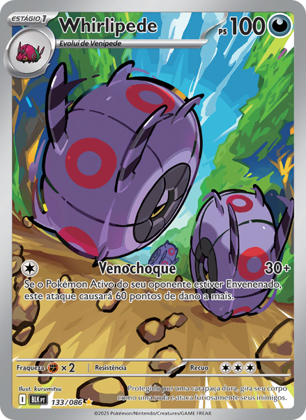Whirlipede 133 — Raio Preto (Portuguese Pokémon TCG card)
