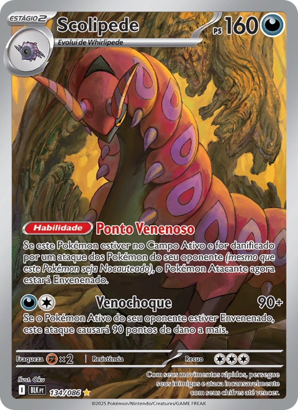 Scolipede 134 — Raio Preto (Portuguese Pokémon TCG card)