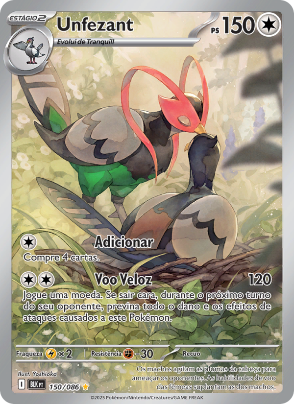 Unfezant 150 — Raio Preto (Portuguese Pokémon TCG card)