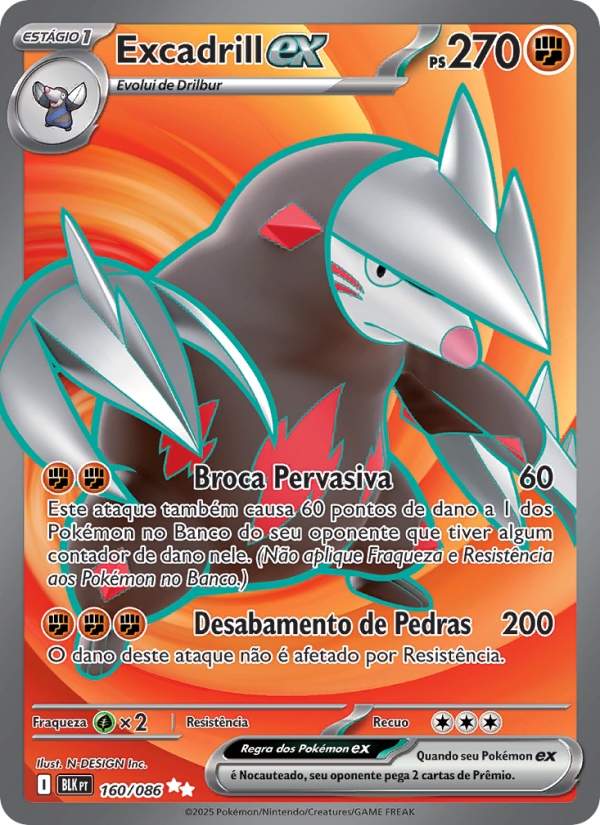Excadrill ex 160 — Schwarze Blitze (Portuguese Pokémon TCG card)
