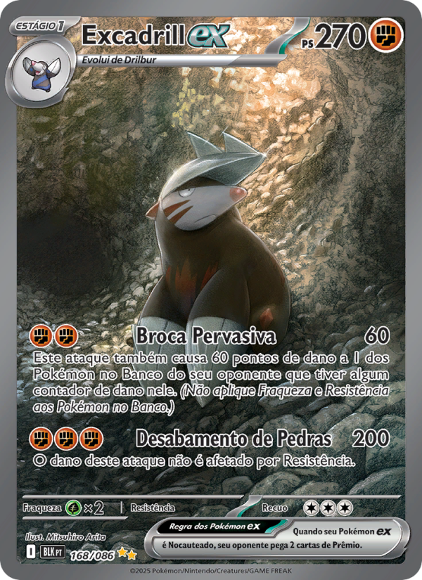 Excadrill ex 168 — Schwarze Blitze (Portuguese Pokémon TCG card)