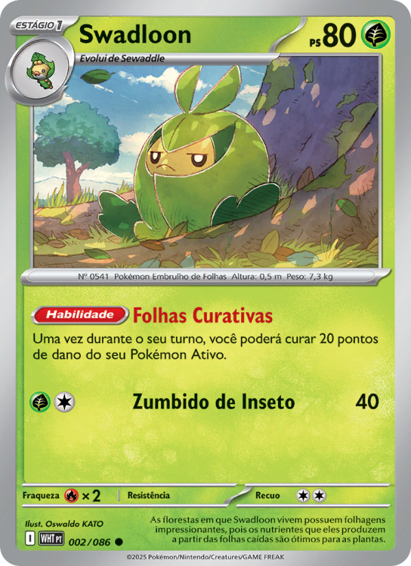 Swadloon 002 — Fogo Branco (Portuguese Pokémon TCG card)