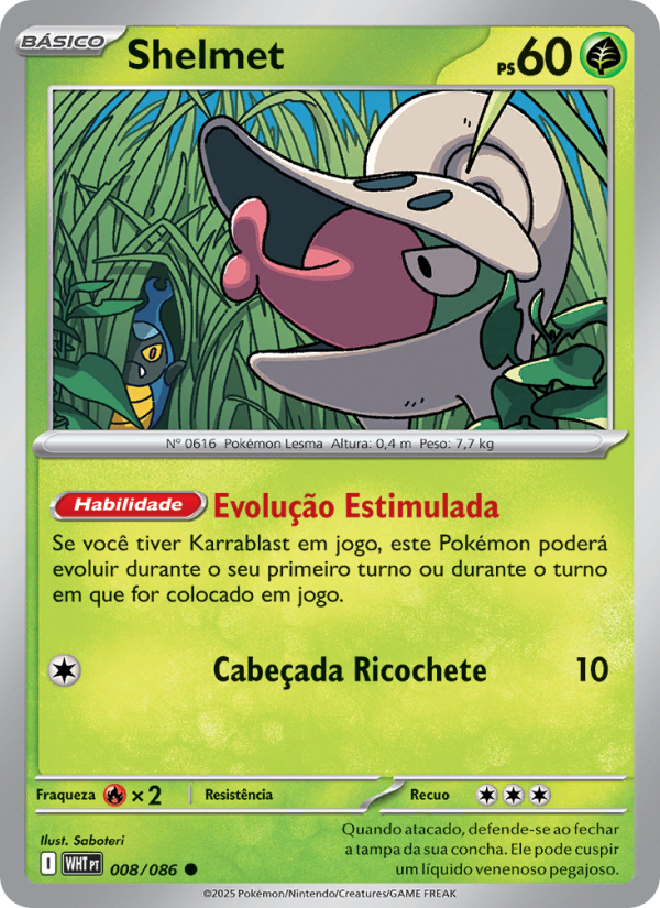 Shelmet 008 — Fogo Branco (Portuguese Pokémon TCG card)