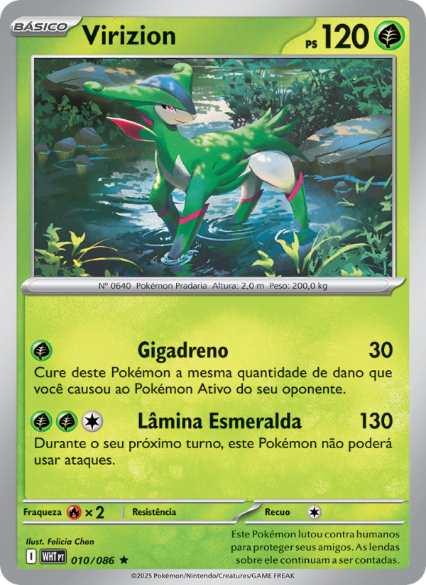 Virizion 010 — Fogo Branco (Portuguese Pokémon TCG card)