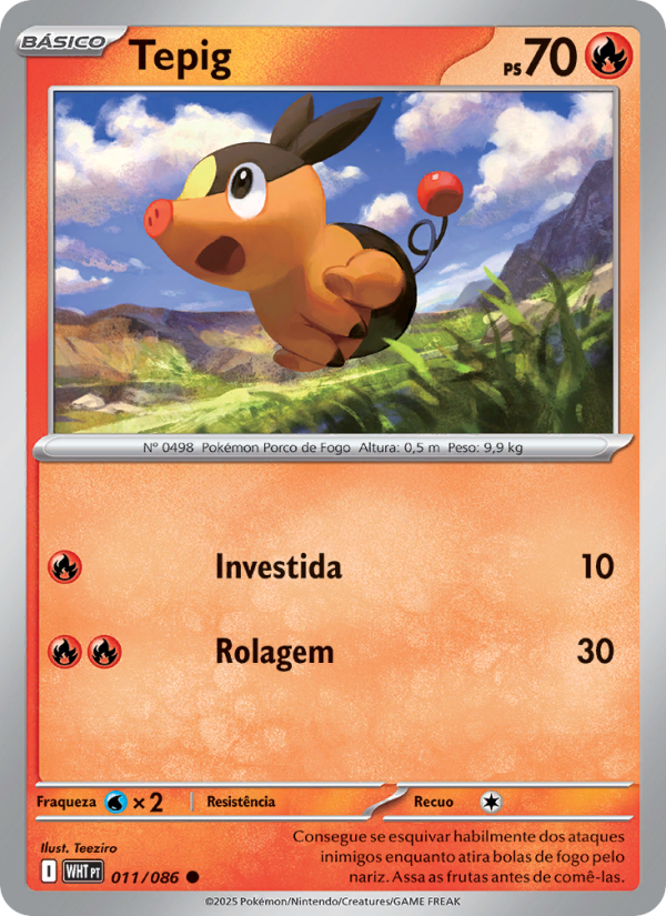 Tepig 011 — Fogo Branco (Portuguese Pokémon TCG card)