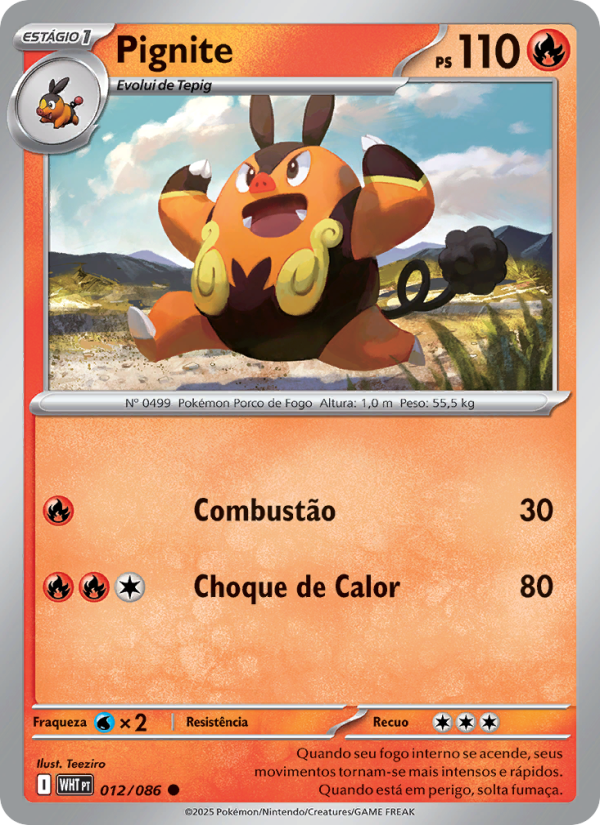 Pignite 012 — Fogo Branco (Portuguese Pokémon TCG card)