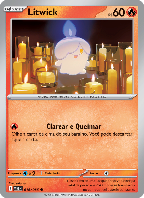 Litwick 016 — Fogo Branco (Portuguese Pokémon TCG card)