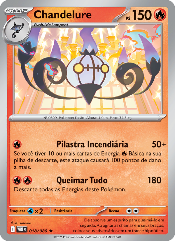 Chandelure 018 — Fogo Branco (Portuguese Pokémon TCG card)