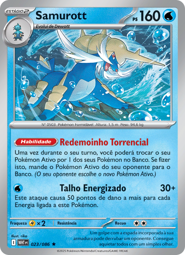 Samurott 023 — Fogo Branco (Portuguese Pokémon TCG card)