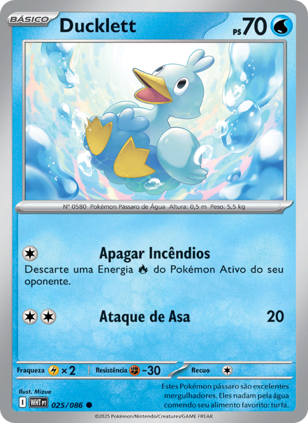 Ducklett 025 — Fogo Branco (Portuguese Pokémon TCG card)