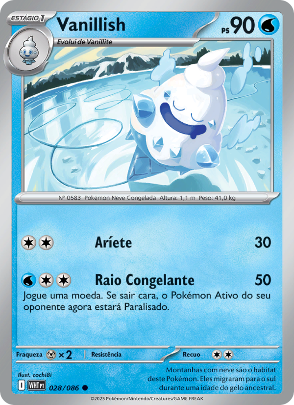 Vanillish 028 — Fogo Branco (Portuguese Pokémon TCG card)
