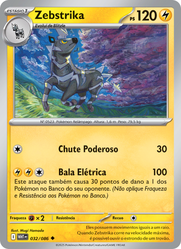 Zebstrika 032 — Fogo Branco (Portuguese Pokémon TCG card)