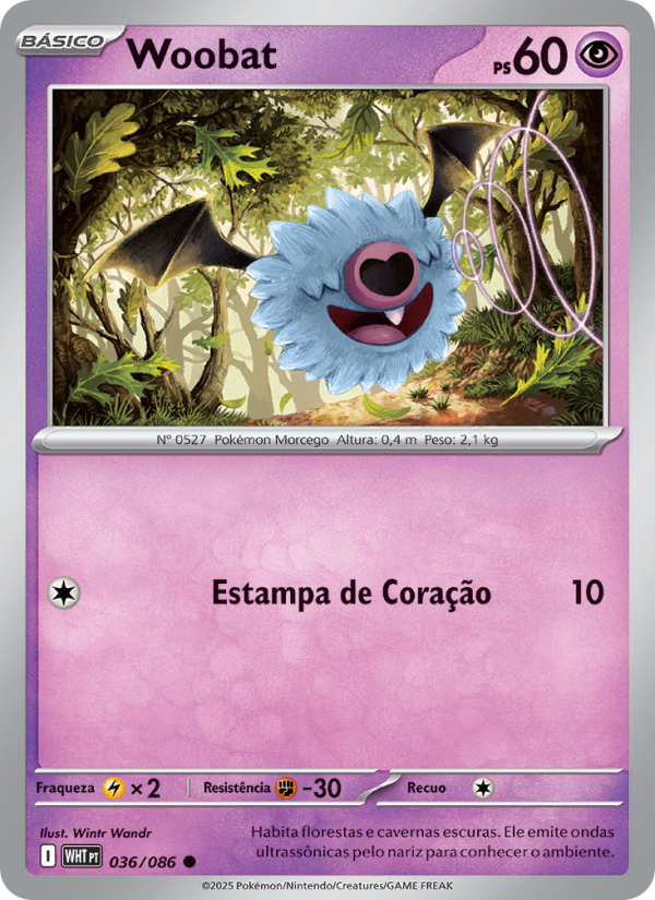Woobat 036 — Fogo Branco (Portuguese Pokémon TCG card)