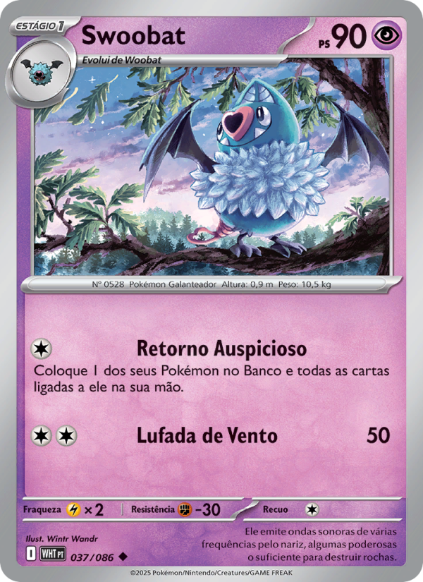Swoobat 037 — Fogo Branco (Portuguese Pokémon TCG card)