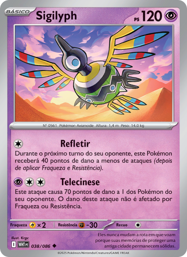 Sigilyph 038 — Fogo Branco (Portuguese Pokémon TCG card)