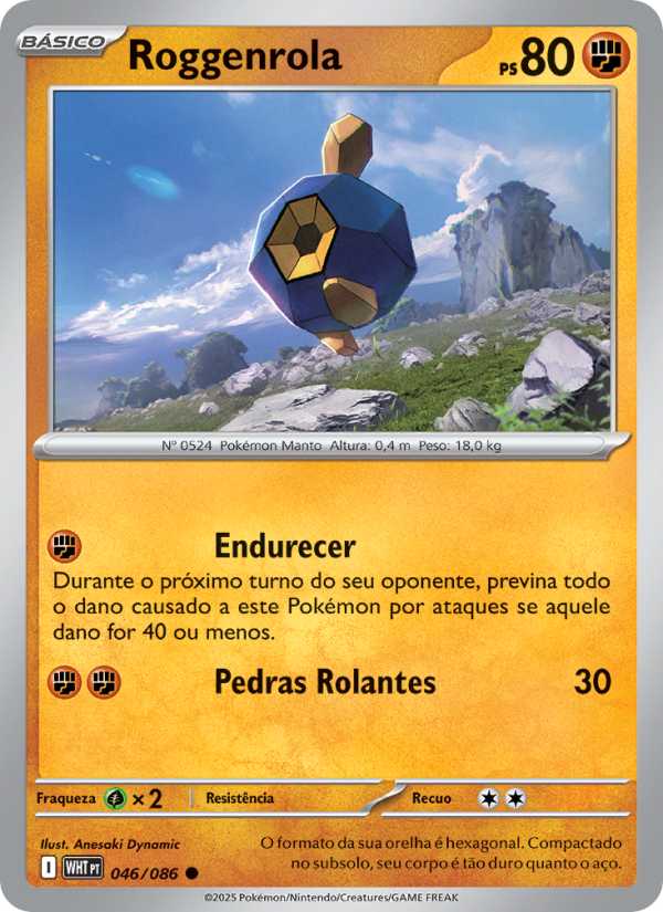 Roggenrola 046 — Fogo Branco (Portuguese Pokémon TCG card)