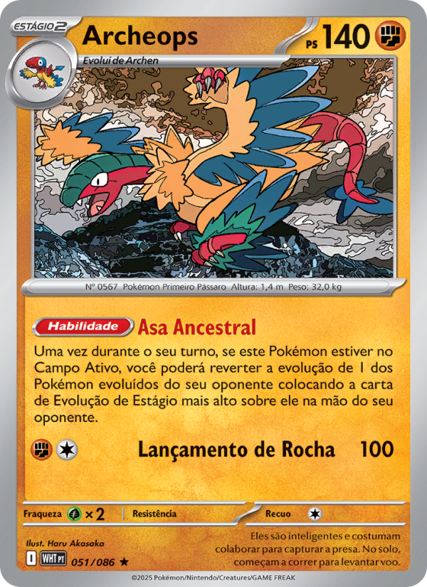Archeops 051 — Fogo Branco (Portuguese Pokémon TCG card)