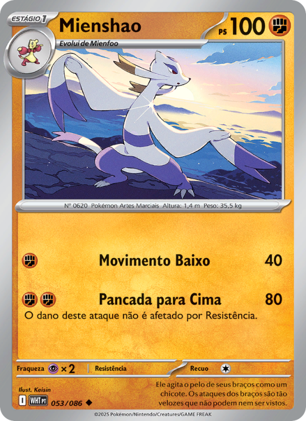 Mienshao 053 — Fogo Branco (Portuguese Pokémon TCG card)