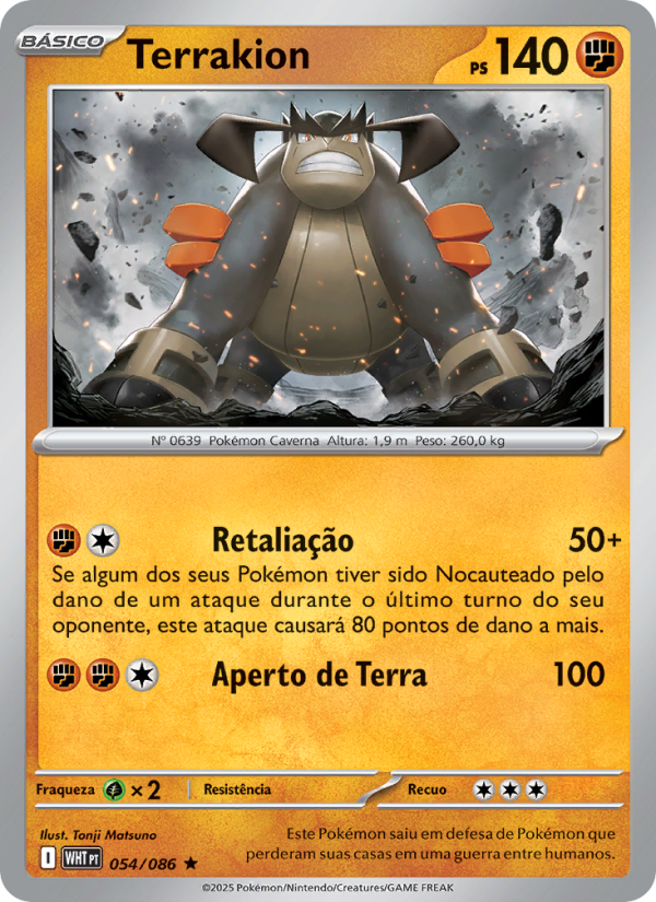 Terrakion 054 — Fogo Branco (Portuguese Pokémon TCG card)