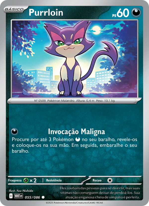 Purrloin 055 — Fogo Branco (Portuguese Pokémon TCG card)
