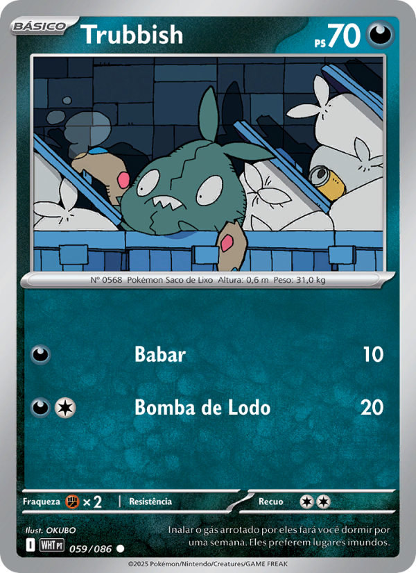 Trubbish 059 — Fogo Branco (Portuguese Pokémon TCG card)
