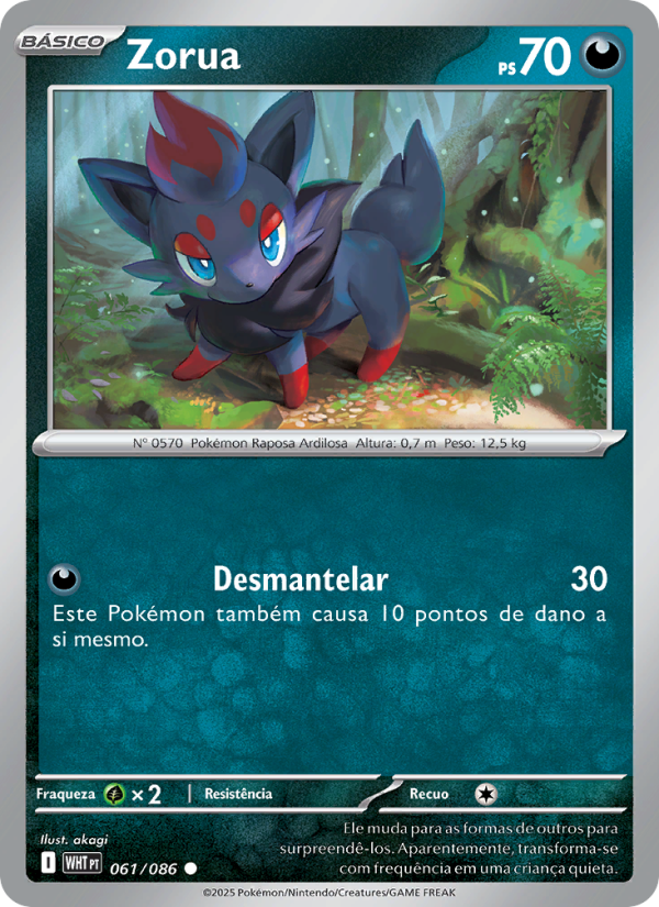 Zorua 061 — Fogo Branco (Portuguese Pokémon TCG card)