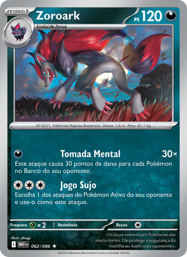 Zoroark 062 — Fogo Branco (Portuguese Pokémon TCG card)