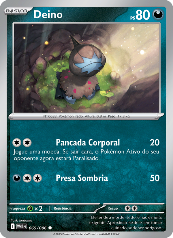 Deino 065 — Weiße Flammen (Portuguese Pokémon TCG card)