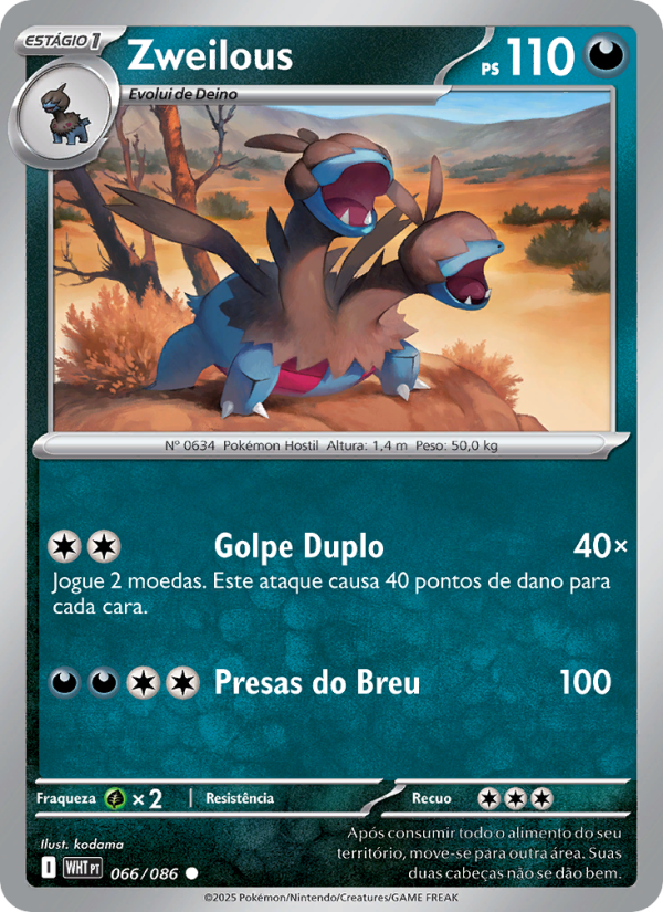 Zweilous 066 — Fogo Branco (Portuguese Pokémon TCG card)