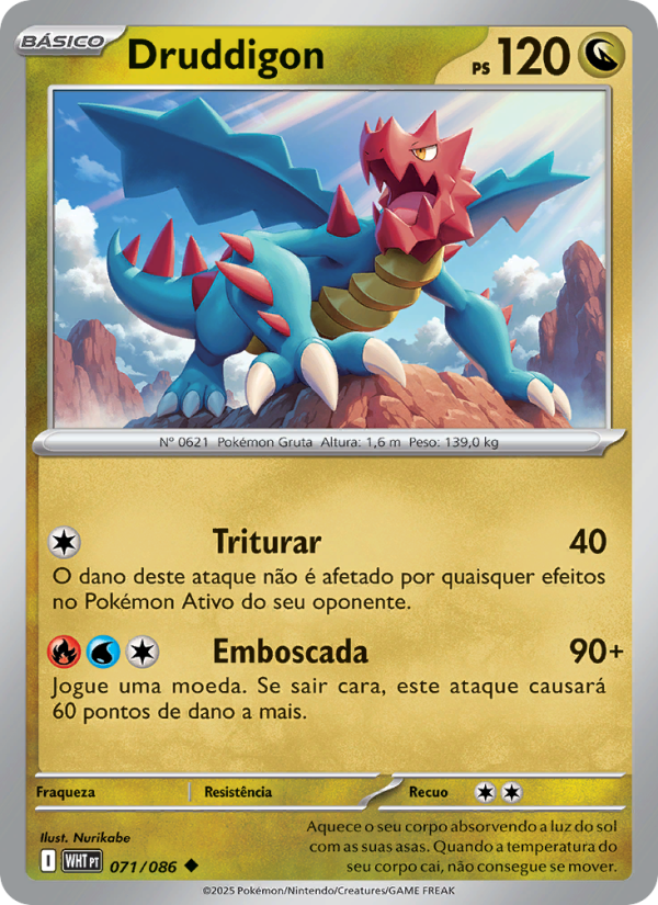 Druddigon 071 — Fogo Branco (Portuguese Pokémon TCG card)