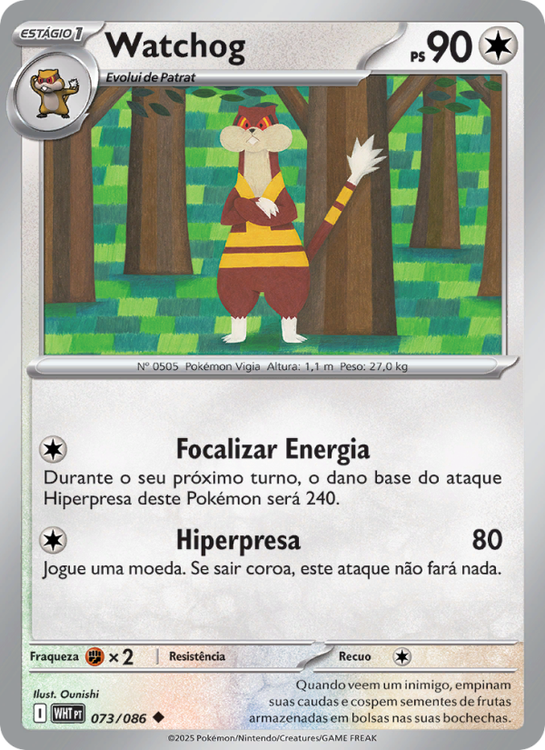 Watchog 073 — Weiße Flammen (Portuguese Pokémon TCG card)