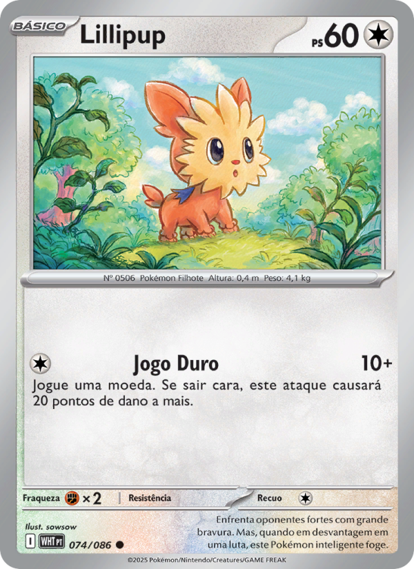 Lillipup 074 — Fogo Branco (Portuguese Pokémon TCG card)