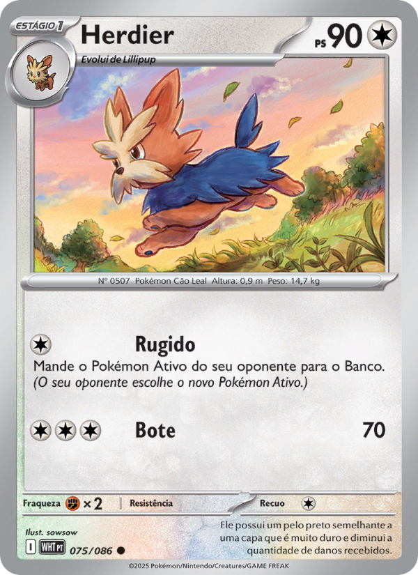 Herdier 075 — Fogo Branco (Portuguese Pokémon TCG card)